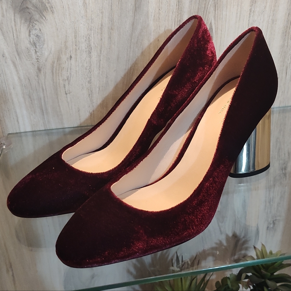 Kate Spade Sybil Elegant Velvet Burgundy Heels SZ 7 New In Box